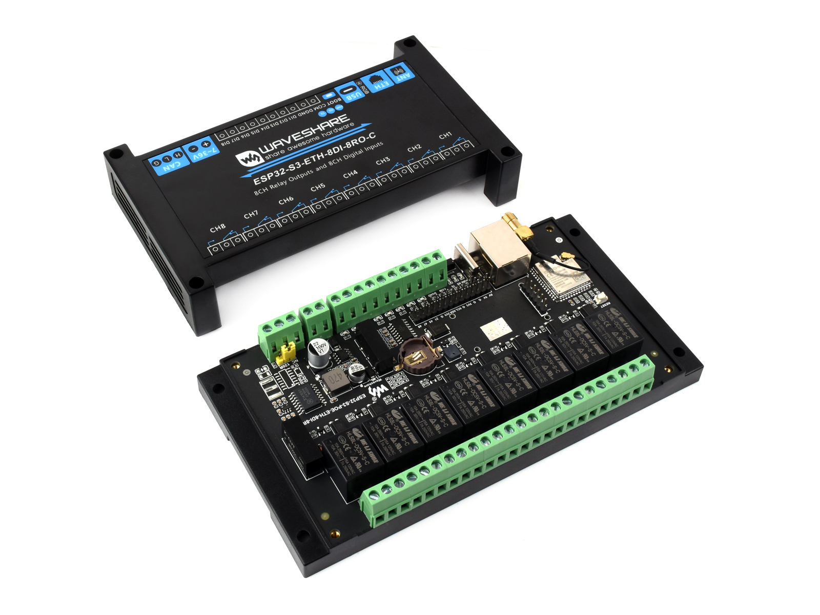 Waveshare Esp32 - Промышленный 8-канальный релейный модуль Wi-Fi ESP32-S3,