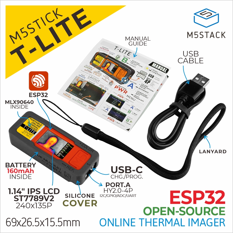 M5Stack Core2 - Официальный комплект устройств термокамеры M5Stack T-Lite