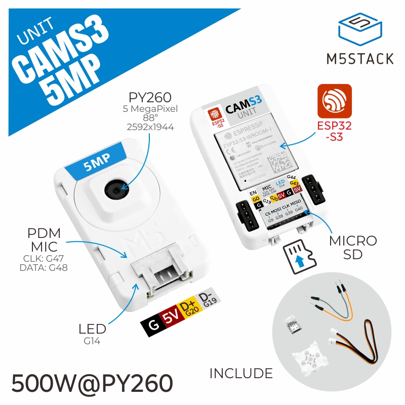M5Stack Core2 - Официальный блок M5Stack Камера Wi-Fi CamS3